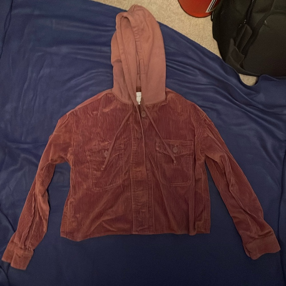 American Eagle button hoodie, sort of half corduroy, Size XS